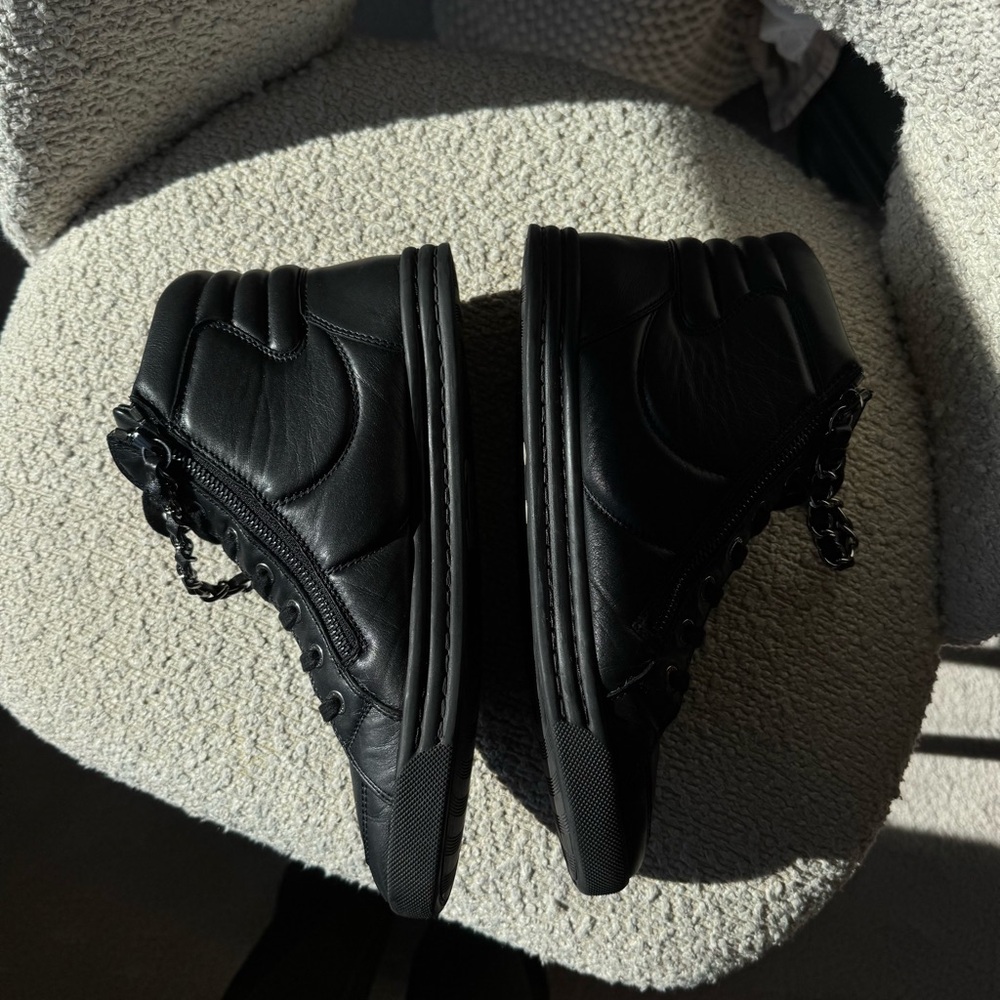 Chanel Lambskin Double Zip High Top Sneakers - Picture 4 of 8
